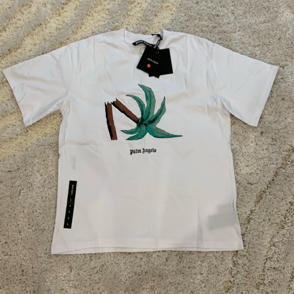 Palm Angels Broken Palm Tree Bear White T-Shirt Mens Size Large